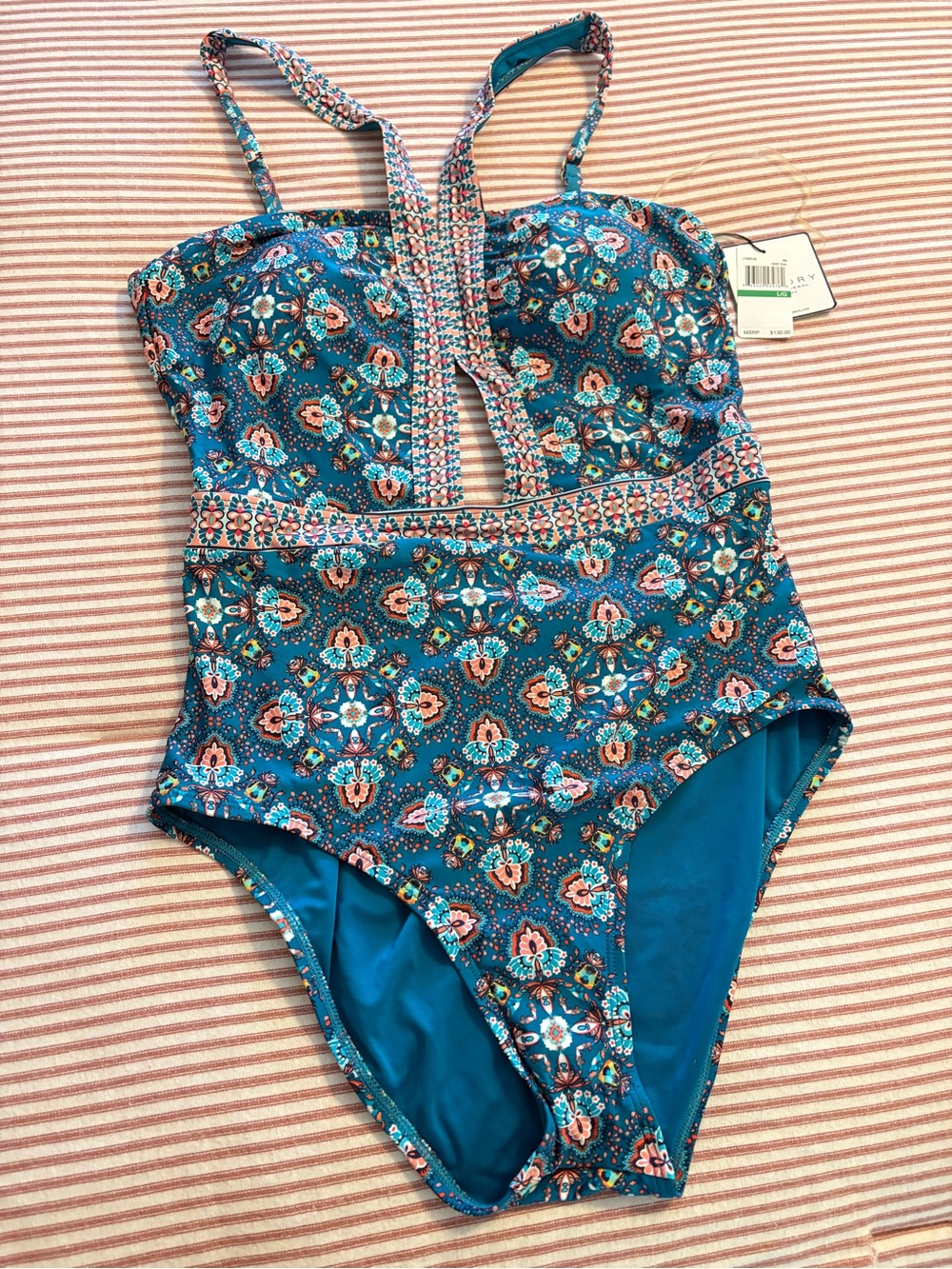 Laundry By Shelli Segal Teal Floral One-Piece Swimsuit